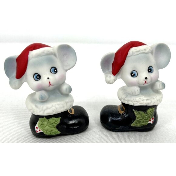 Homco Kitten Puppy Mouse in Boots Porcelain Christmas Figurines Lot of 6 - Picture 6 of 8